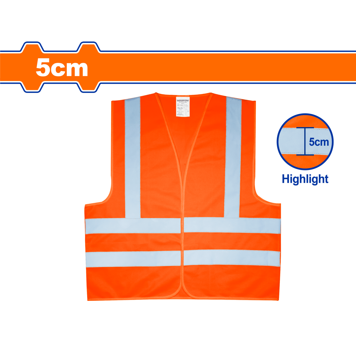 Chaleco Reflectivo Naranja Talla XL En471 Cl2 WADFOW REF. WRV1801 - MARKEMSTORE - seguridad industrial