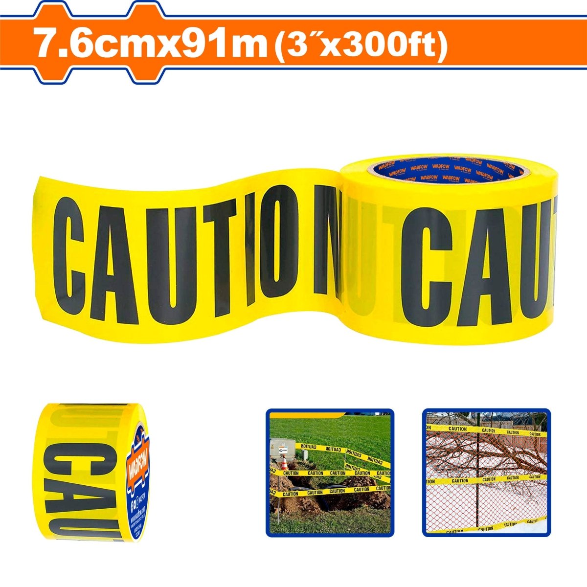 Cinta de seguridad Precaución 7.6cm X 91metros WADFOW WEE2H90 - MARKEMSTORE - Seguridad Industrial