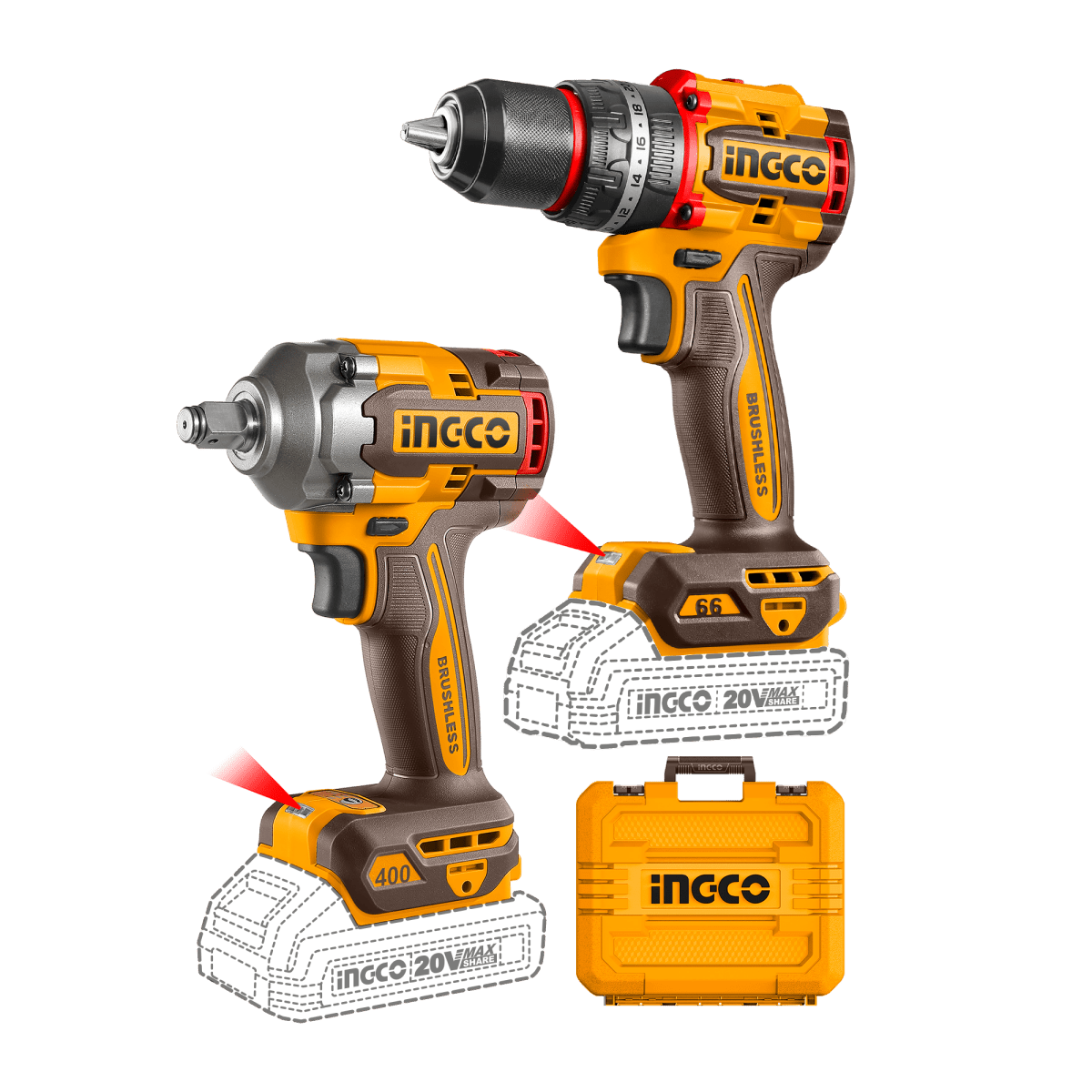 Combo Herramientas 20V 1 Taladro y 1 Llave de Impacto 1/2 - MARKEMSTORE - 