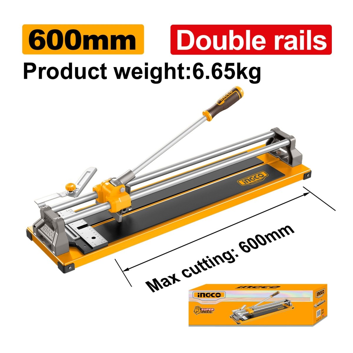 Cortabaldosa Long Max Corte 600Mm Espesor Max Corte 14Mm Ingco HTC06001 - MARKEMSTORE - Cortadoras de Azulejos
