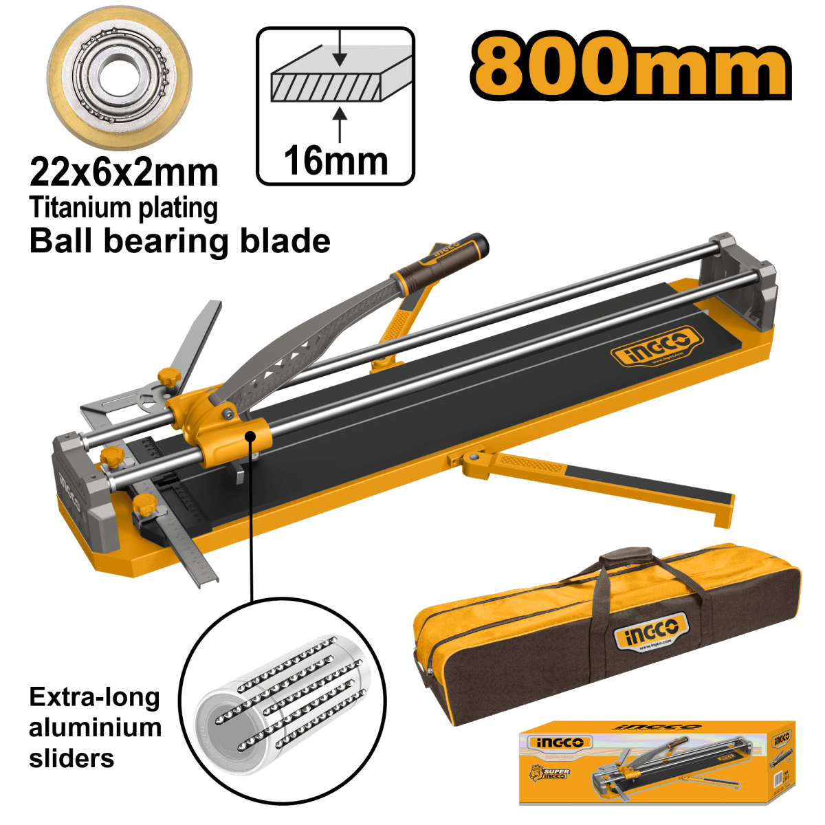 Cortabaldosa Long Max Corte 800mm Espesor Max Corte 16mm INGCO HTC04802 - MARKEMSTORE - 
