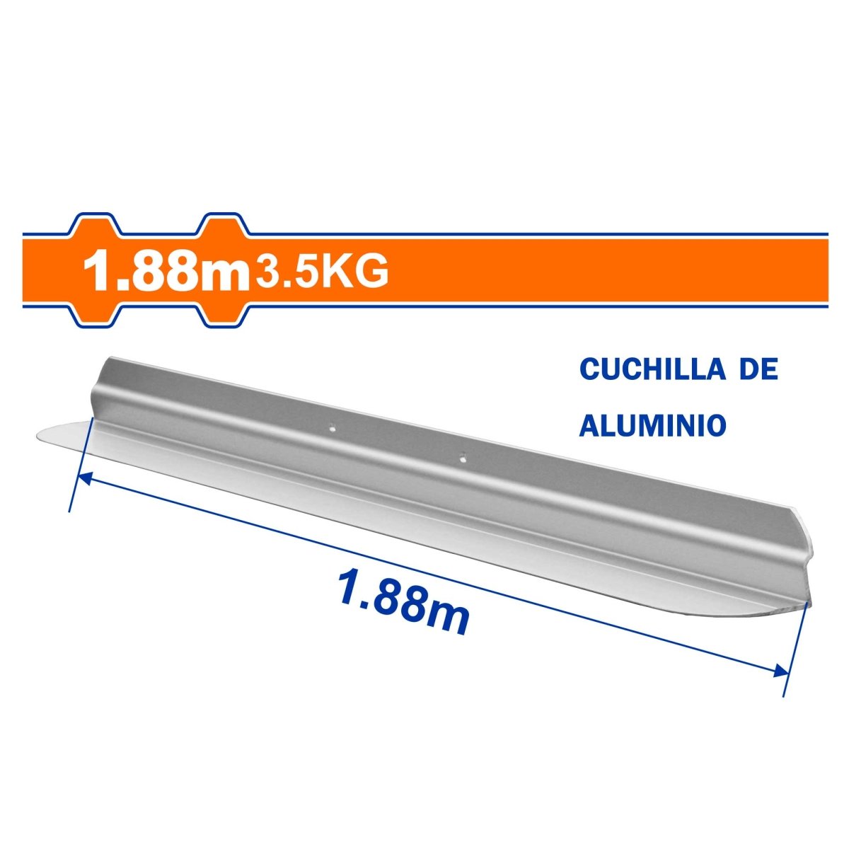 Cuchilla Aluminio Para Regla De Nivelación Para Concreto 1,88Mts Wadfow Wsfp1A188 - MARKEMSTORE -