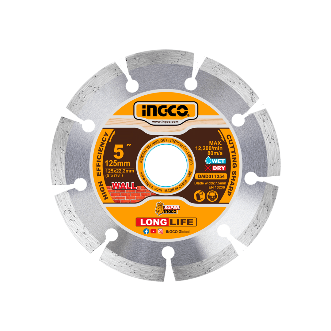 Disco Diamantado 5" Para Corte En Seco Y Húmedo Para Maquina Recortadora De Ranuras De Pared Wlc15008 - MARKEMSTORE -