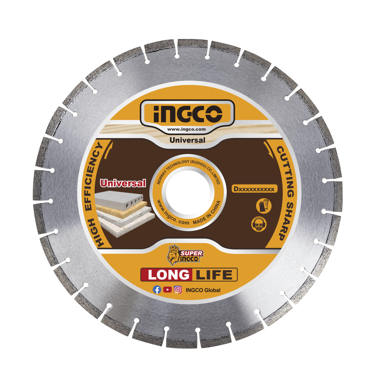 Disco Diamantado Segmentado Para Concreto 16X25,4mm INGCO DMD044052 - MARKEMSTORE - Accesorios Para Pulidora