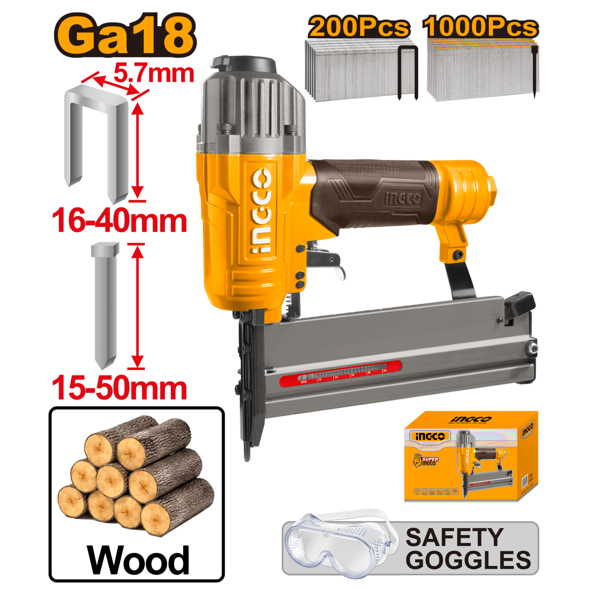 Engrapadora Y Clavadora Neumatica 2 En 1 60 - 100 psi Ingco - MARKEMSTORE - Pistolas y Sopladores