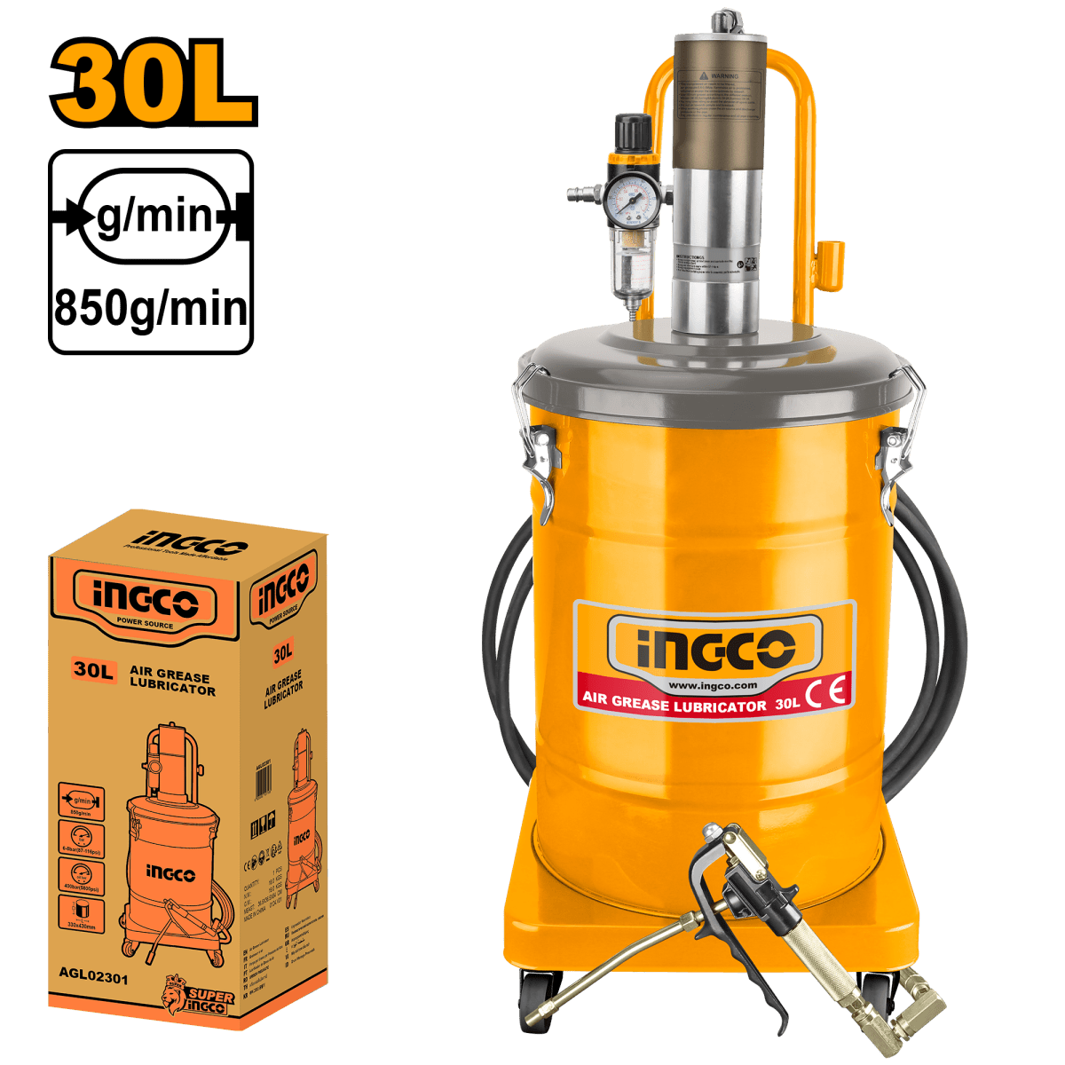 Engrasadora Tipo Balde INGCO AGL02301 - MARKEMSTORE - LUBRICANTES