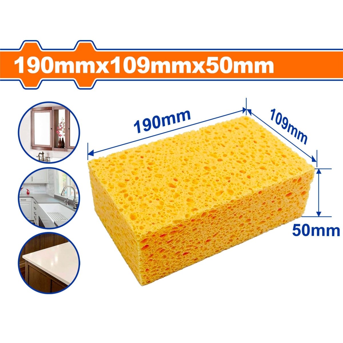 Esponja Multiusos 190x109x50mm para Limpieza de Superficies WGSP1901 - MARKEMSTORE - 