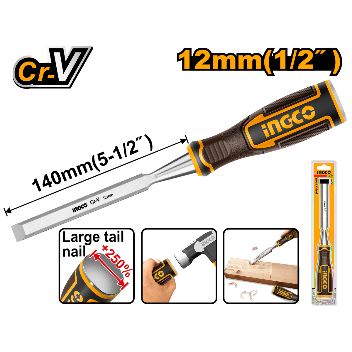 Formon Para Madera 12x140mm Hwc0812 Ingco - MARKEMSTORE - 