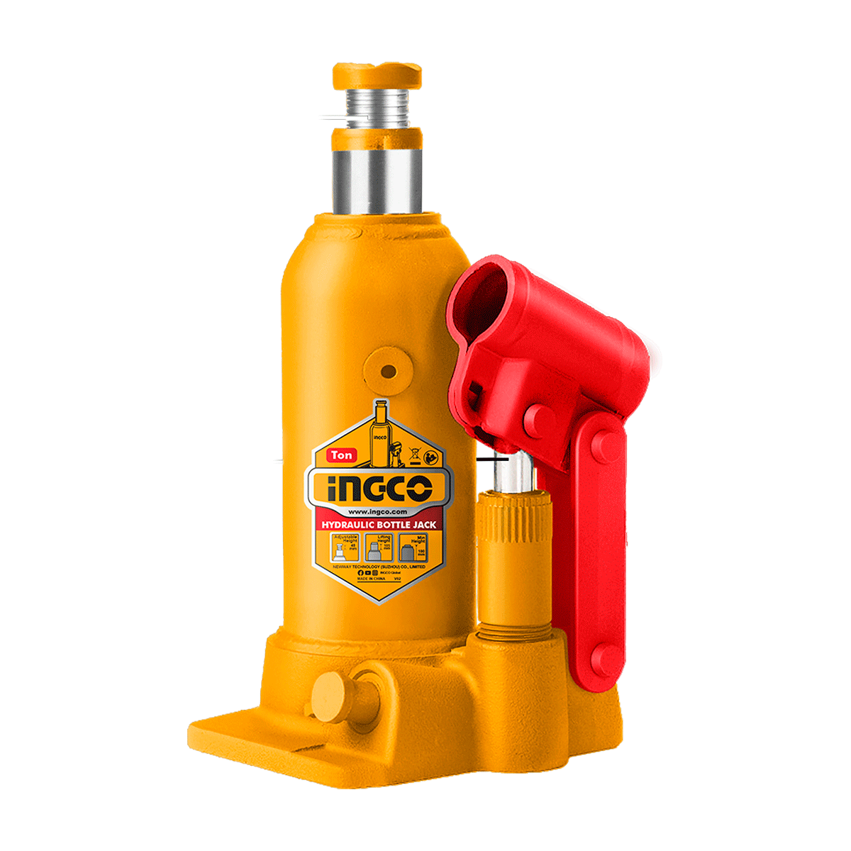 Gato Hidráulico Tipo Botella 10 Toneladas 220 - 488MM INGCO HBJ1004 - MARKEMSTORE - Gatos Hidraulicos