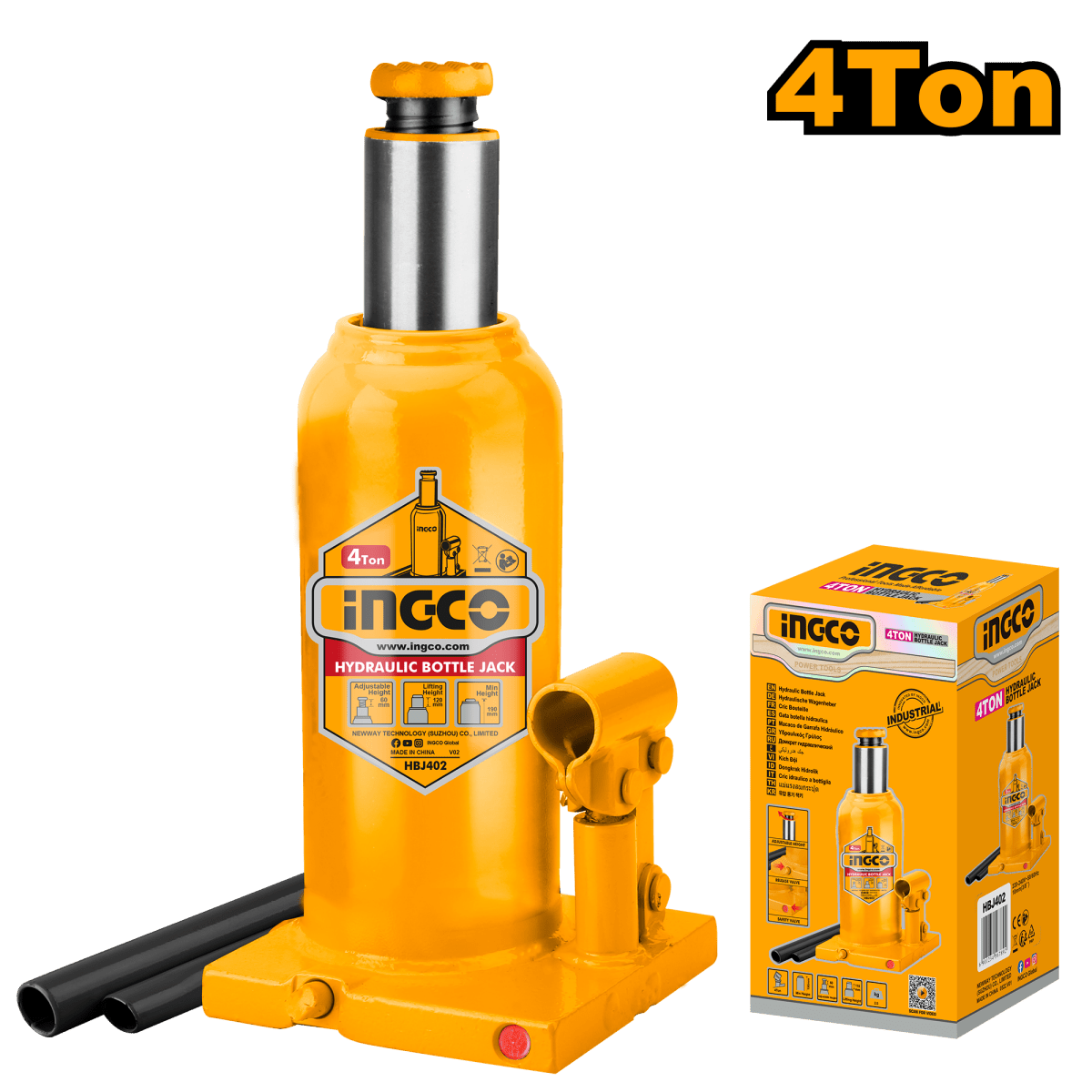 Gato tipo Botella 4 Toneladas Ingco HBJ402 - MARKEMSTORE - Gatos Hidraulicos