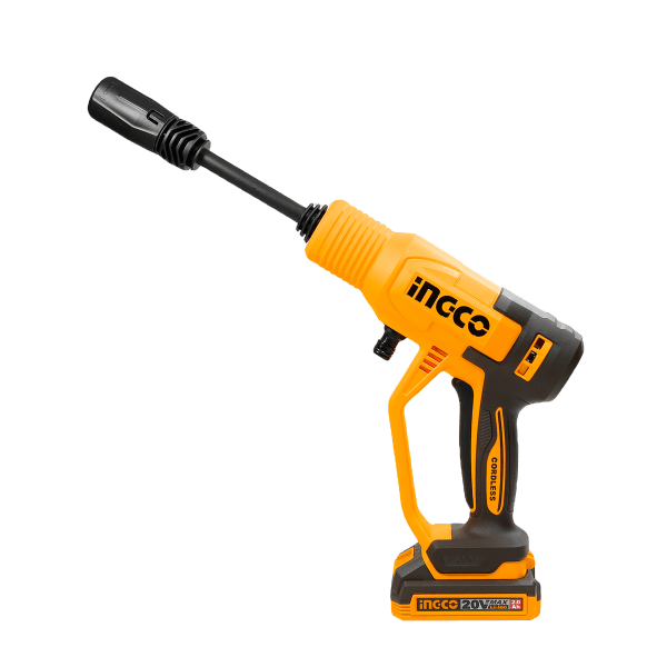 Hidrolavadora Inalámbrica INGCO 20V 24.8Bar 2.8L/min + Batería 2Ah, Cargador y Accesorios UCPWLI20362 - MARKEMSTORE - Hidrolavadoras