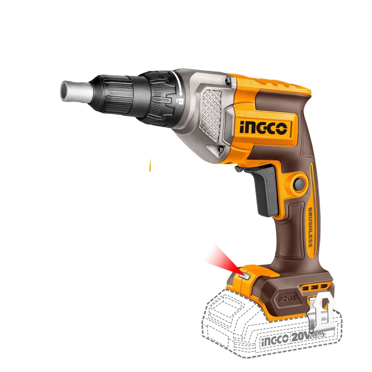 Ingco Atornillador Para Sistema Drywall 20V 4200Rpm Hex 1/4´´ Ucdsli204282 - MARKEMSTORE - Atornilladores
