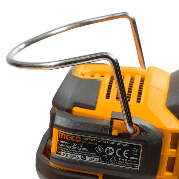 INGCO LAMPARA PORTATIL 20V LED 22.5W 3 MODOS 2500 LUMENS SIN BATERIA CWLI20885 - MARKEMSTORE - Linternas