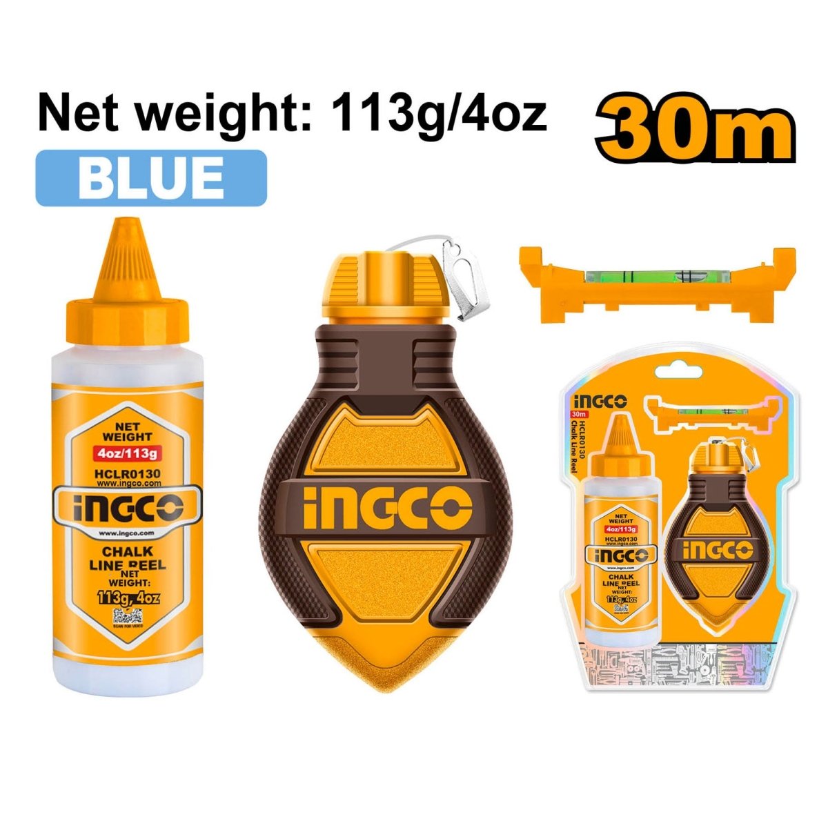 Juego De Tiza Linea 30Mts Ingco HCLR0130 - MARKEMSTORE -