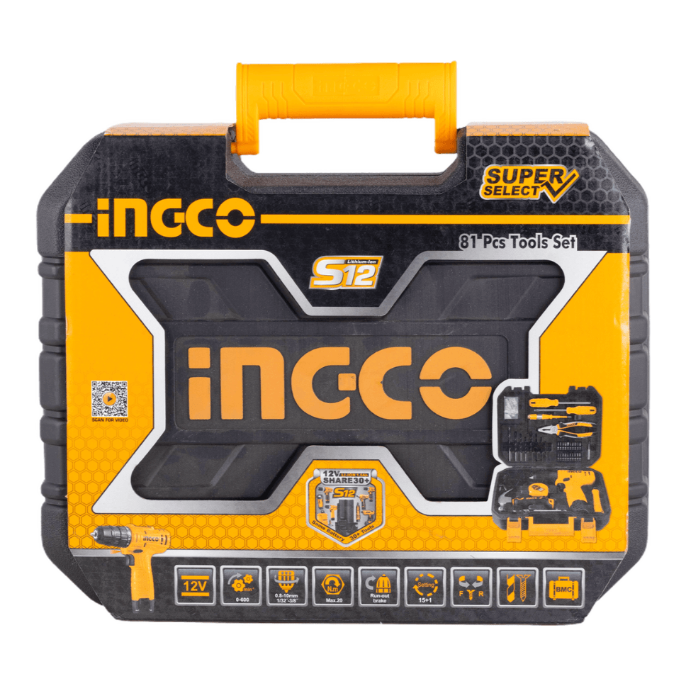 Kit de Herramientas 81Pzs Incluye Taladro Inalambrico 12V Ingco Uhkthp10811 - MARKEMSTORE - 