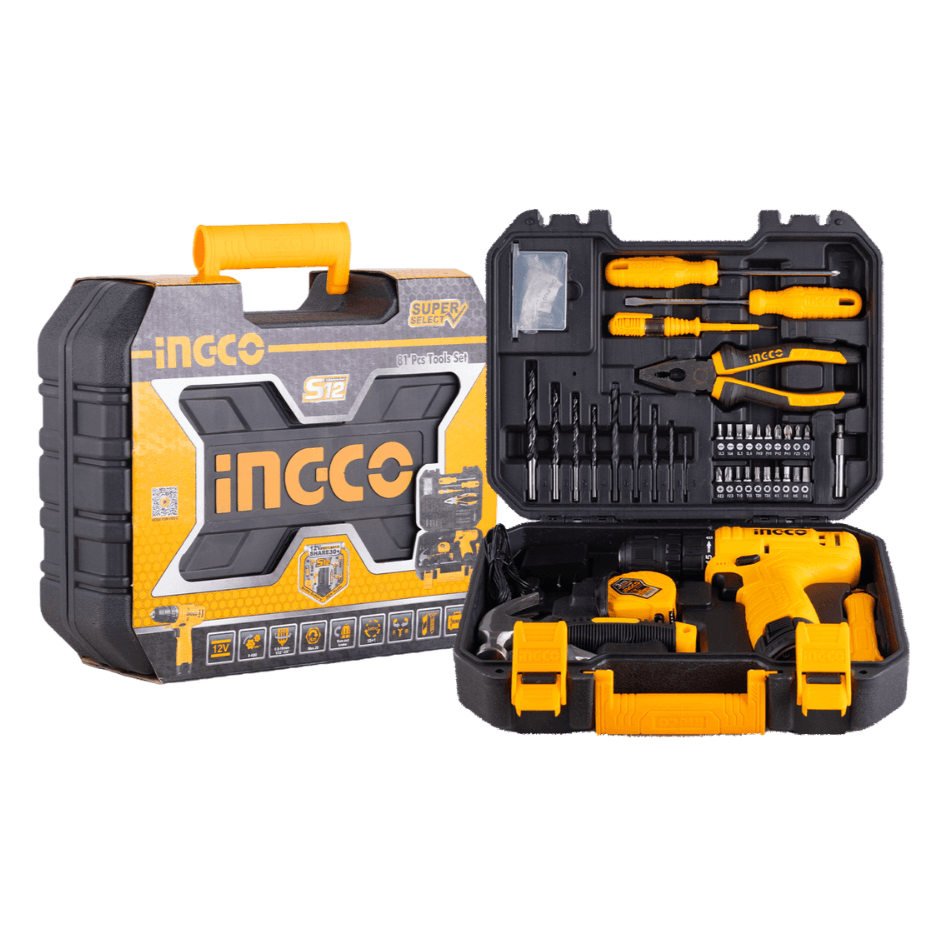 Kit de Herramientas 81Pzs Incluye Taladro Inalambrico 12V Ingco Uhkthp10811 - MARKEMSTORE - 