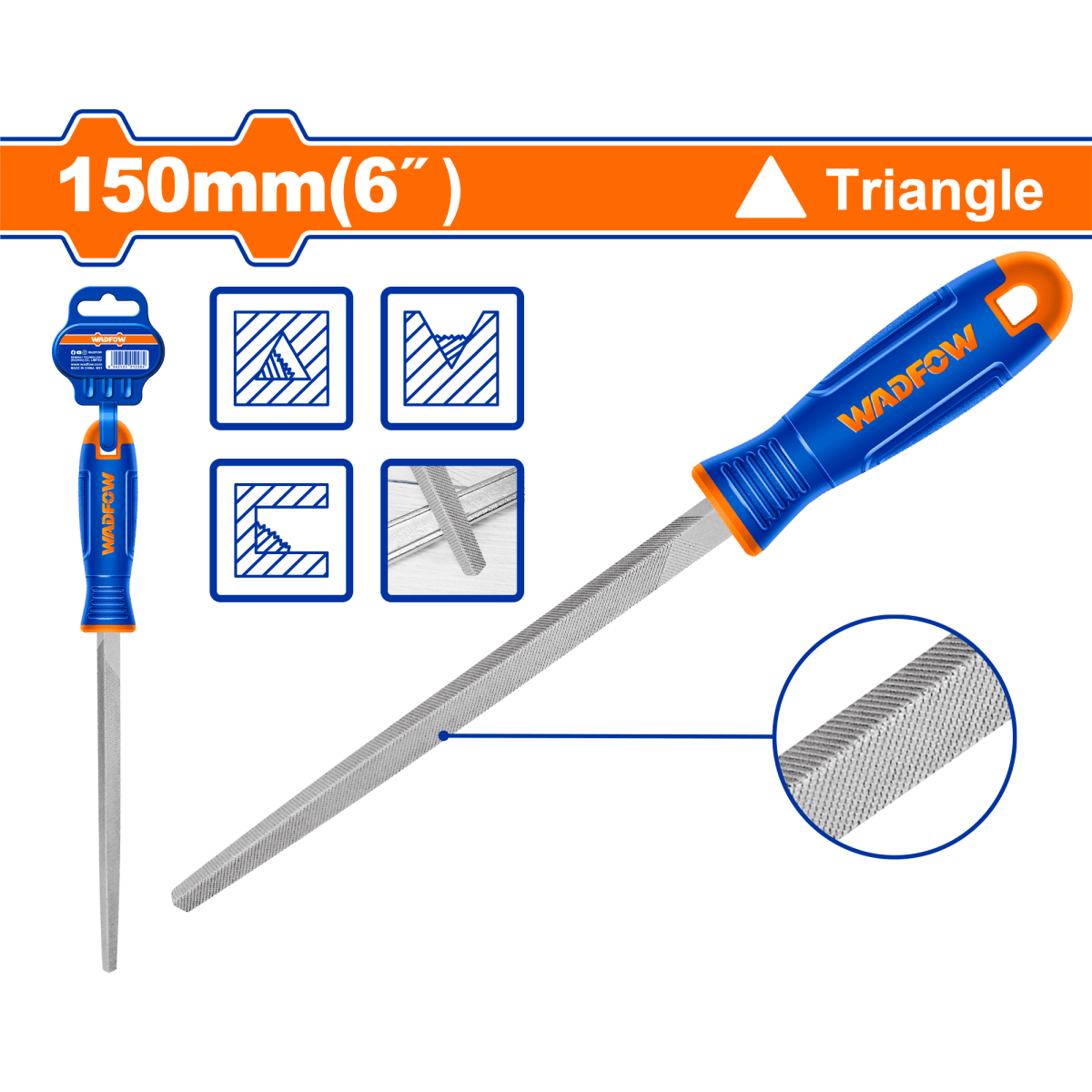 Lima Triangular Para Acero 150 Mm. Acero T12 WADFOW WFE7856 - MARKEMSTORE - Ferreteria