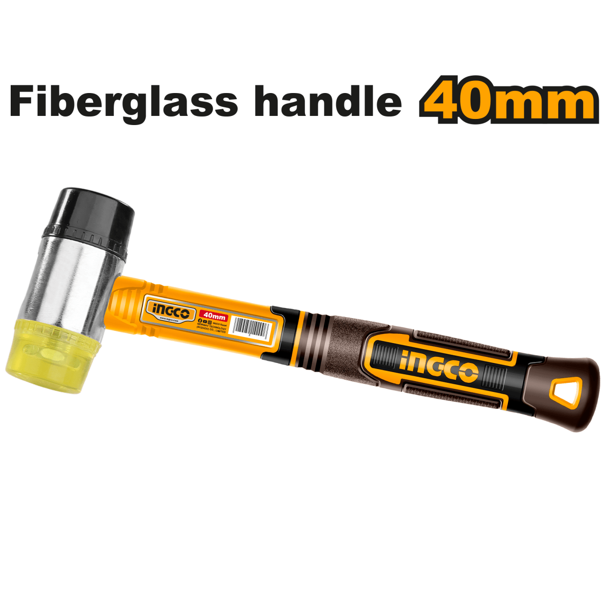 Mazo De Caucho y Plástico 40Mm Mango Fibra De Vidrio INGCO HRUH8940 - MARKEMSTORE - Martillos