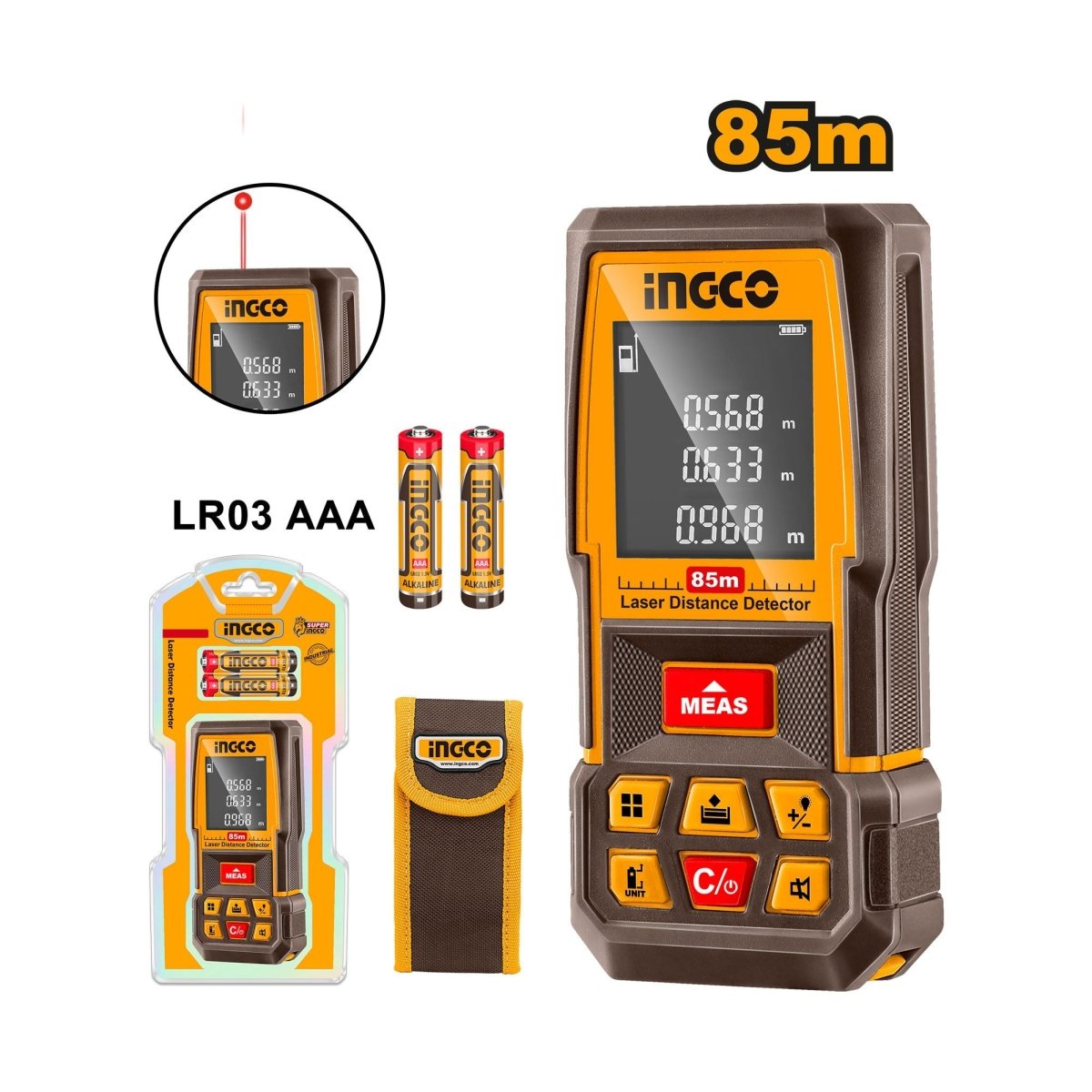 Medidor Láser INGCO 85m Metro Láser ±2mm HLDD07085 - MARKEMSTORE - 