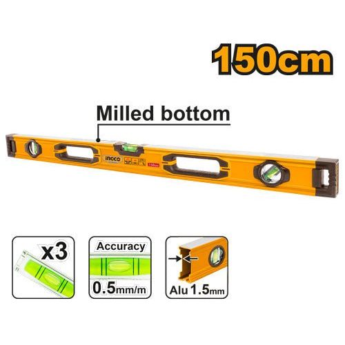 Nivel de Aluminio INGCO HSL08150 150cm Spirit 1.5mm - MARKEMSTORE - Niveladores