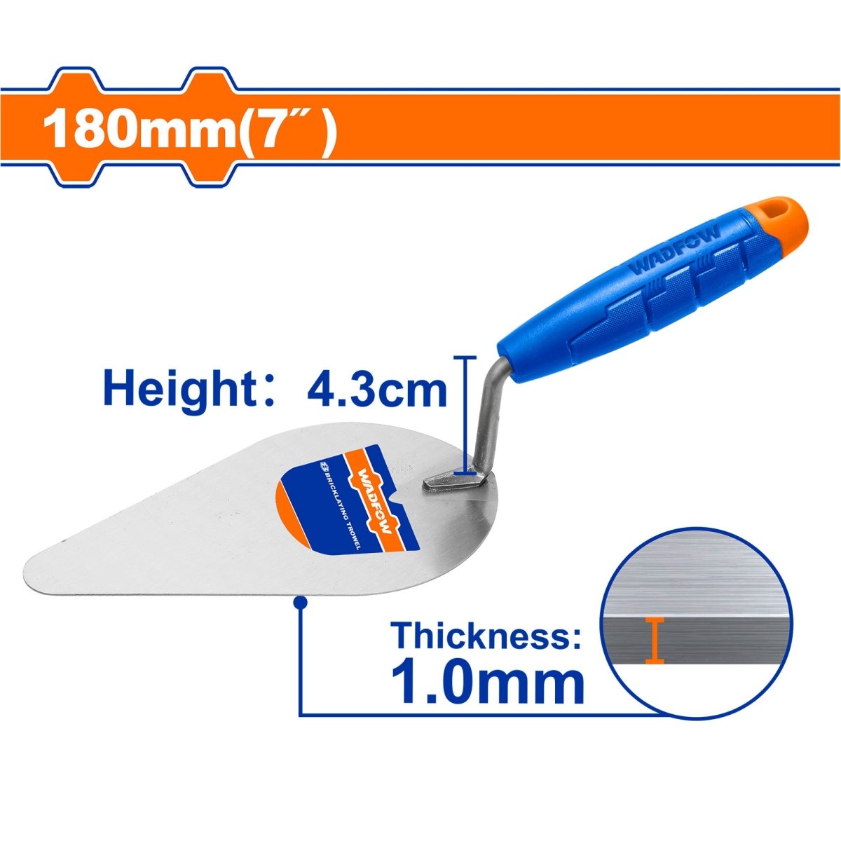 Palustre WADFOW 7" 180mm Mango Plástico Mampostería WBT9307 - MARKEMSTORE -