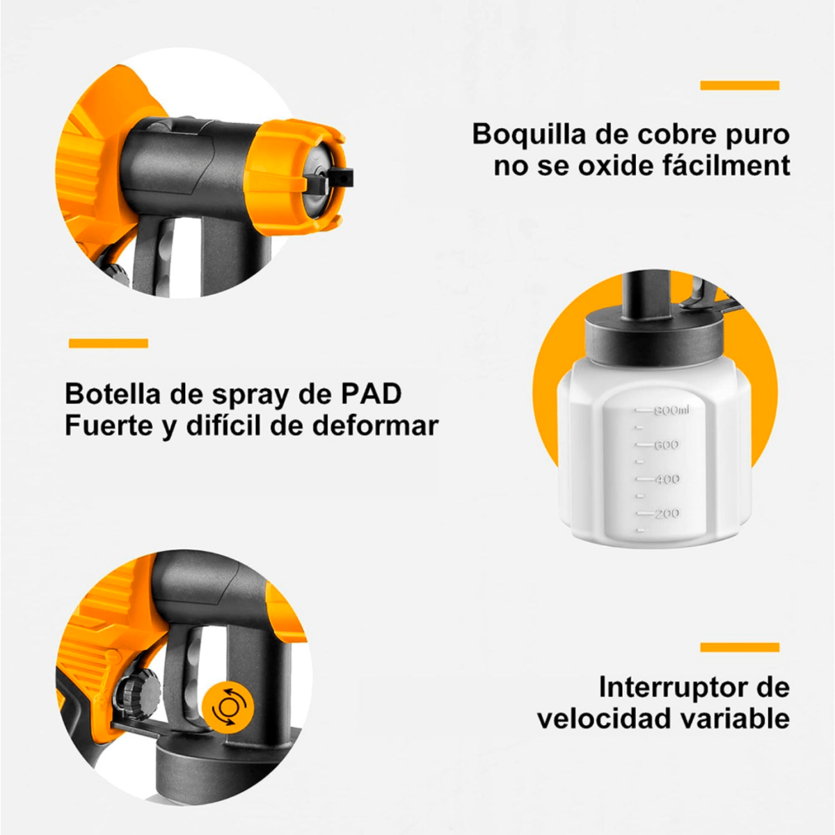 Pistola De Pintar 110/120V 50/60Hz 450W Ingco USPG3508 - MARKEMSTORE - Pistolas y Sopladores