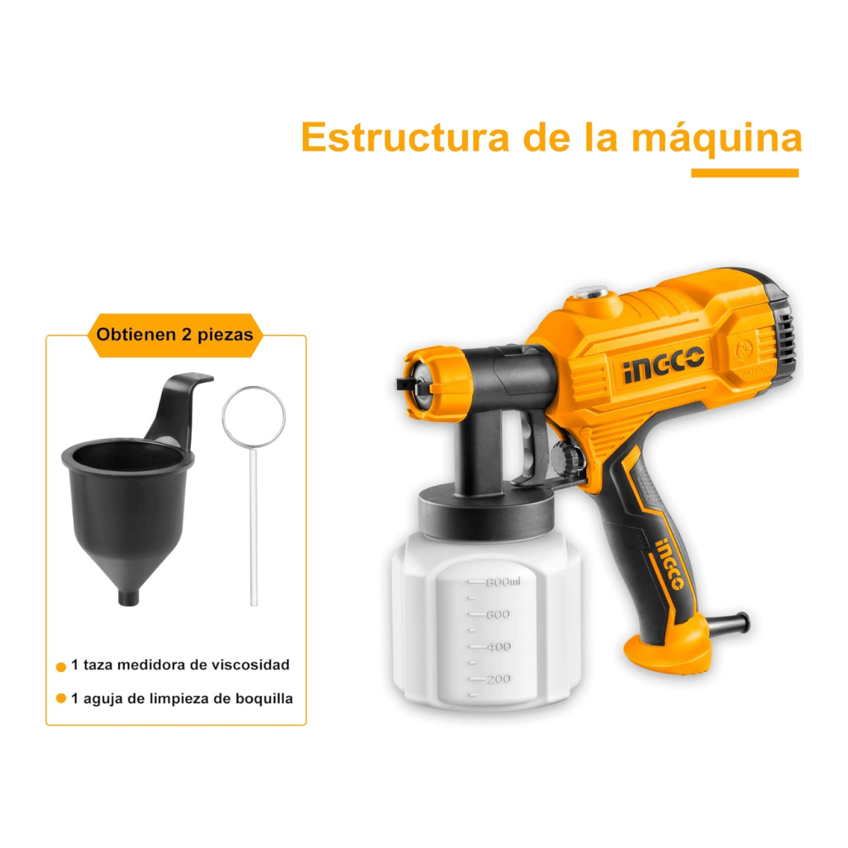 Pistola De Pintar 110/120V 50/60Hz 450W Ingco USPG3508 - MARKEMSTORE - Pistolas y Sopladores
