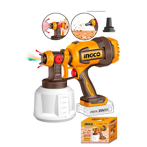 Pistola para Pintar Inalámbrica Flujo max 600ml/min INGCO CSGLI2004 - MARKEMSTORE - Pistolas y Sopladores
