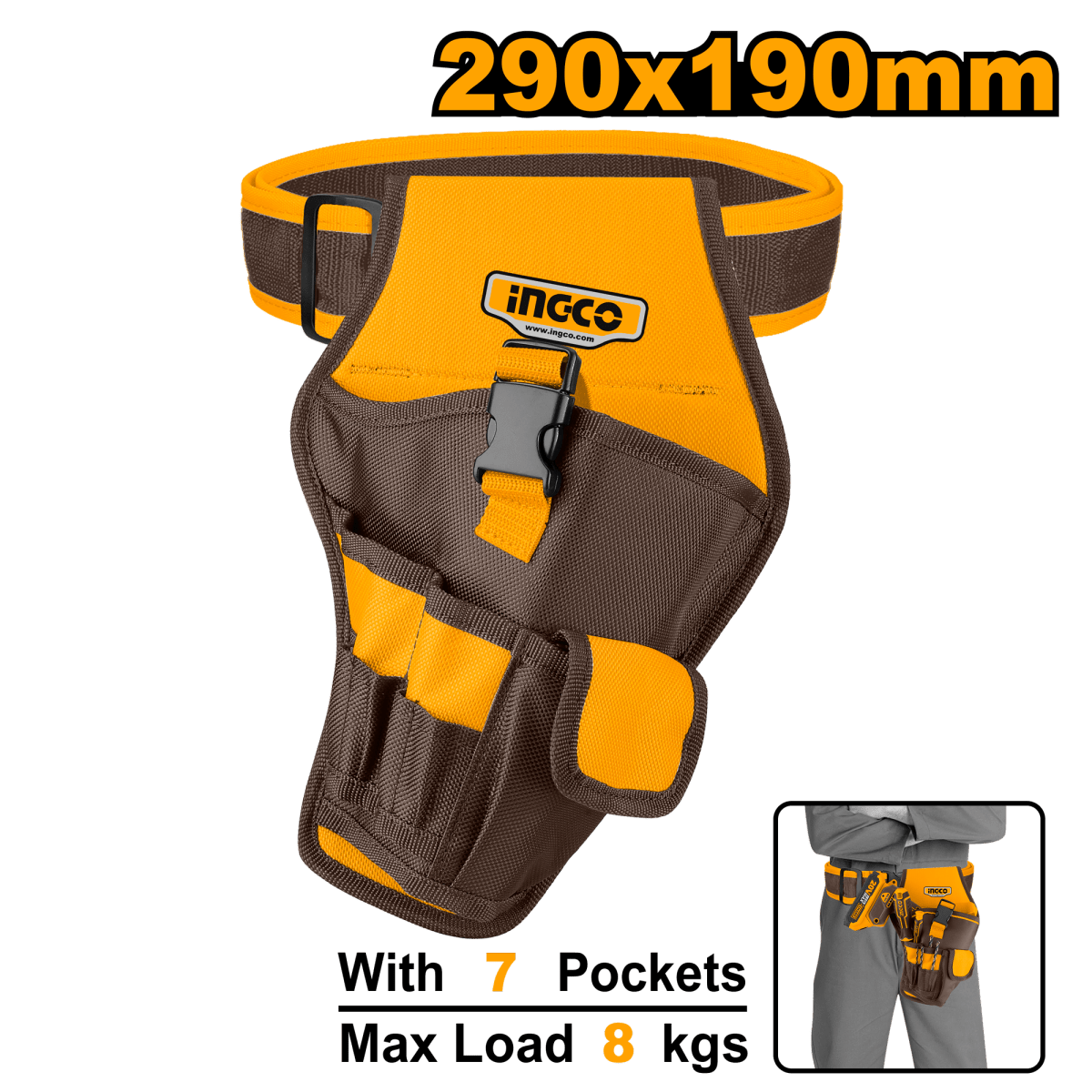 Porta Herramientas INGCO HTBP030128 con Cinturón - 7 Bolsillos, Soporte 8 Kg - MARKEMSTORE - Organizadores