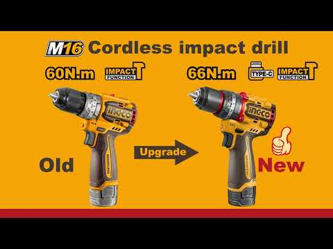 Video: taladro percutor INGCO M16 CIDLI16665, comparación del modelo de 60 Nm con el nuevo de 66 Nm