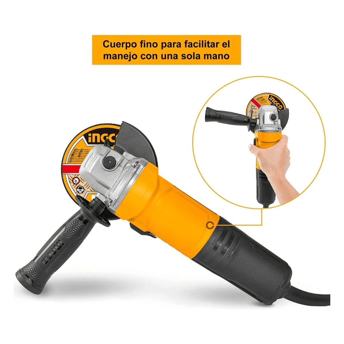 Pulidora Angular 5" 60Hz 900W 12000Rpm INGCO UAG90028 - MARKEMSTORE - Pulidoras