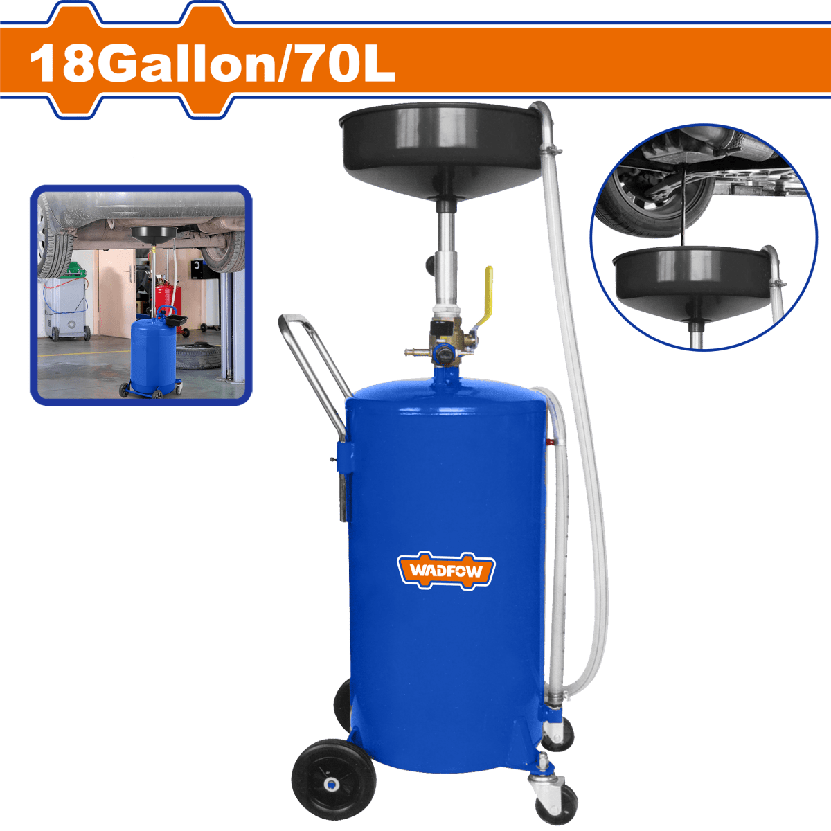 Recolector y Extractor de Aceite Portátil WADFOW 18 Galones 70L WKD1A07 - MARKEMSTORE - 
