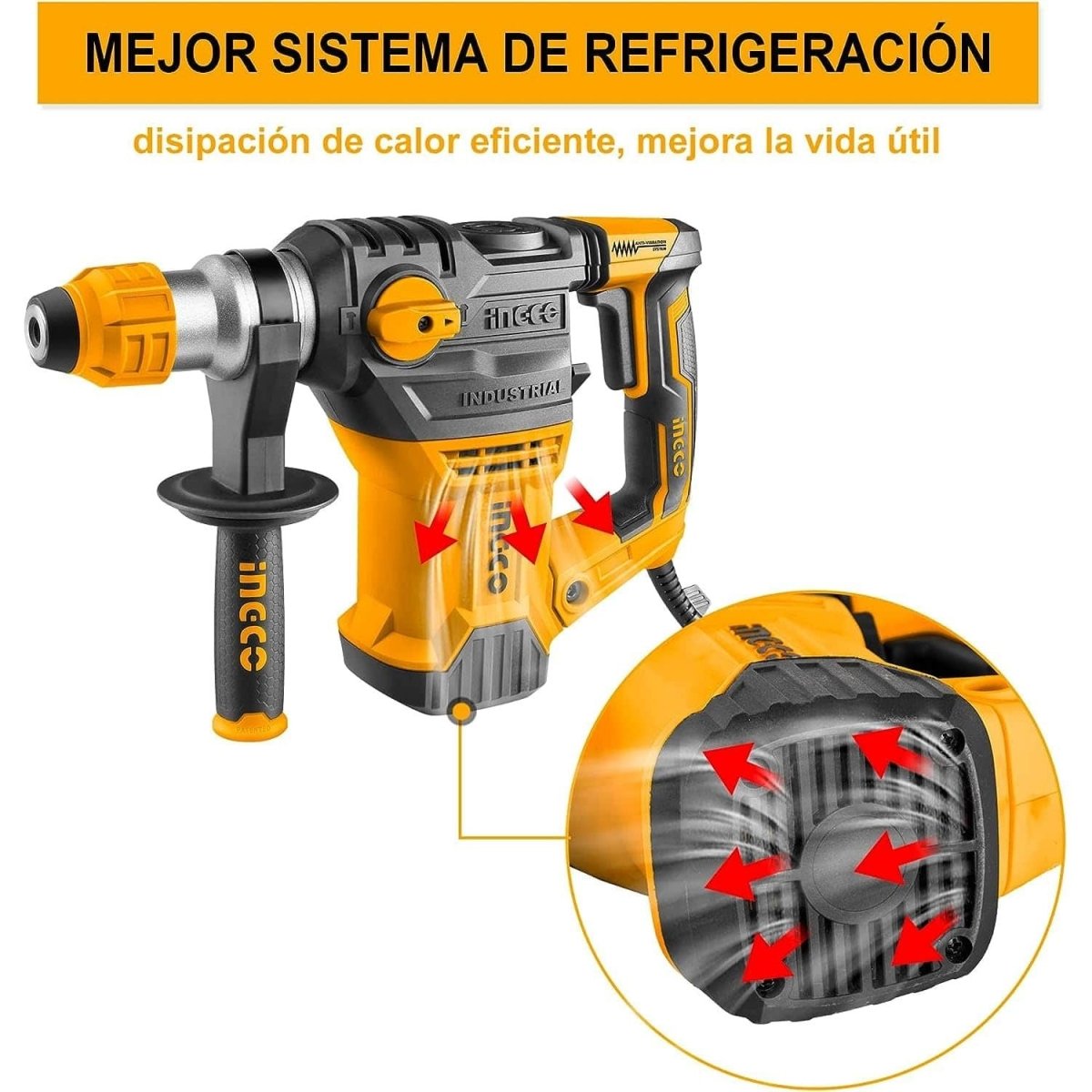 Rotomartillo 1500w 850rpm 4400bpm Ingco URH1500281 - MARKEMSTORE - Rotomartillo