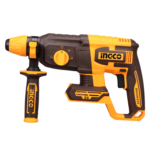 Rotomartillo Inalámbrico INGCO 20V SDS Plus Sin Escobillas + 2 Baterías 4Ah y Accesorios UCRHLI202682 - MARKEMSTORE
