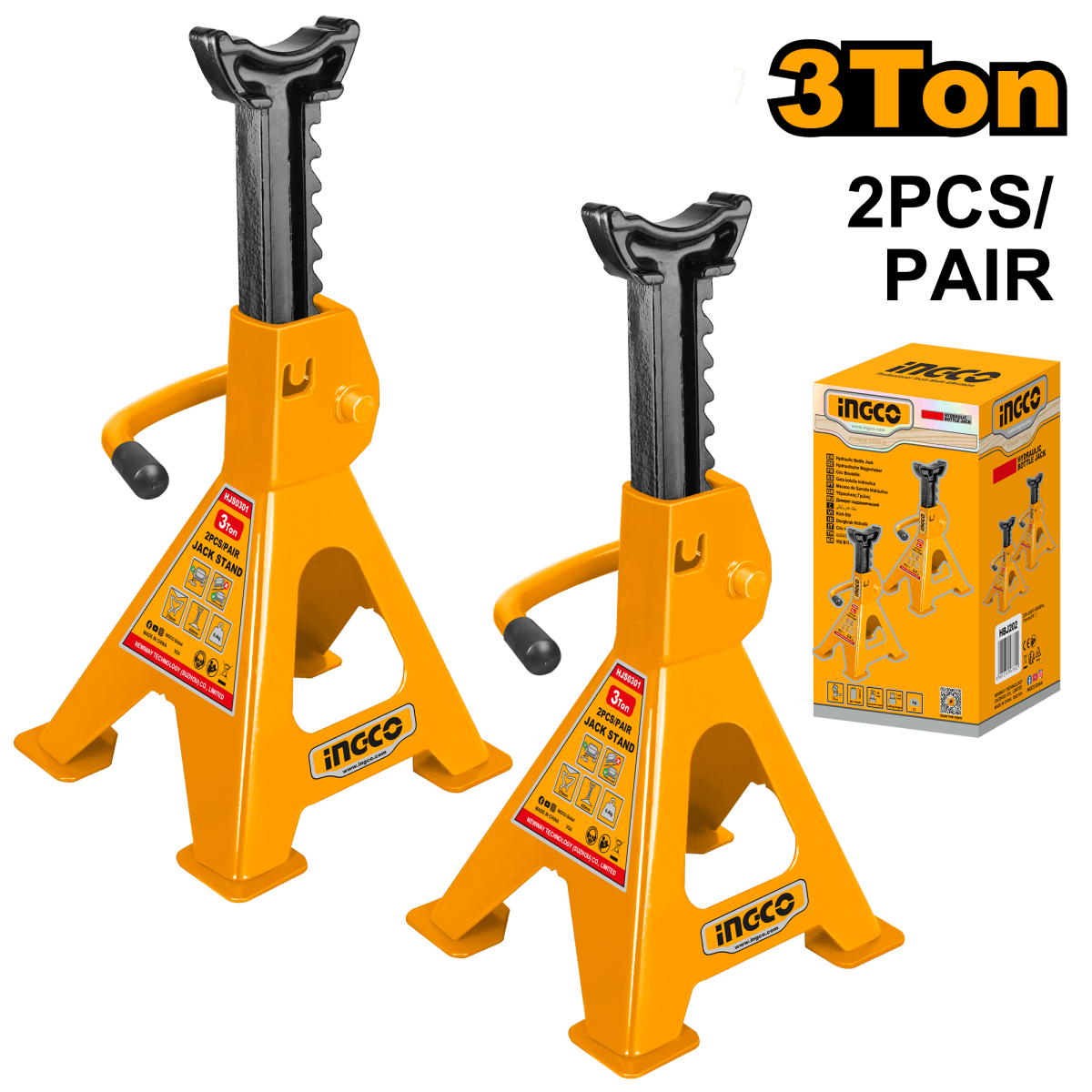 Set 2 Torres De 3 Toneladas Marca Ingco Hjs0301 - MARKEMSTORE - 