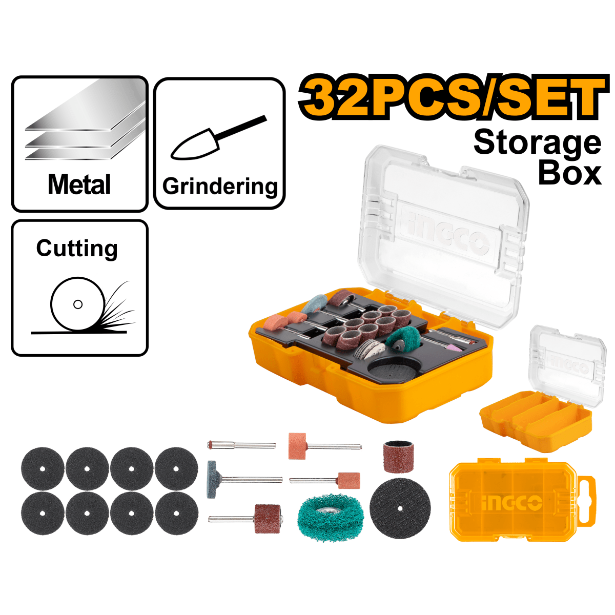 Set 32 Pzs Para Lijado Y Pulido INGCO AKMG5031 - MARKEMSTORE - 