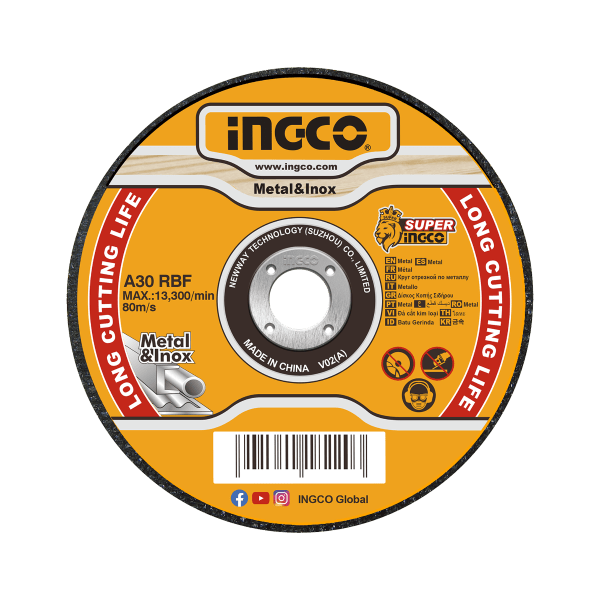 Set 50 Discos de Corte Metal 4 - 1/2" x 1mm INGCO Inoxidable 13300 RPM MCD1011550 - MARKEMSTORE - Discos