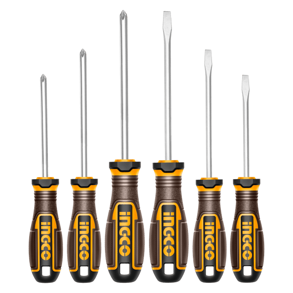 Set Destornillador 6 Piezas INGCO S2 Magnético Ergonómico HKSDS0628 - MARKEMSTORE - Destornillador