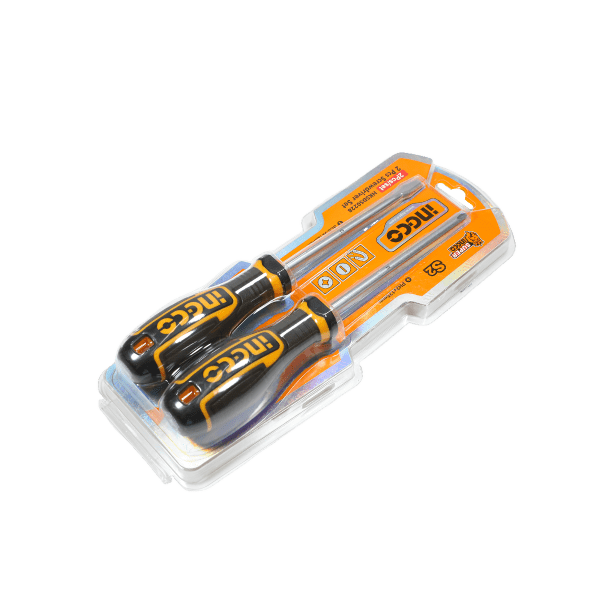 Set Destornilladores INGCO 2 Piezas Magnéticos S2 PH2 SL6.5 Mango Ergonómico HKSDS0228 - MARKEMSTORE - Destornillador