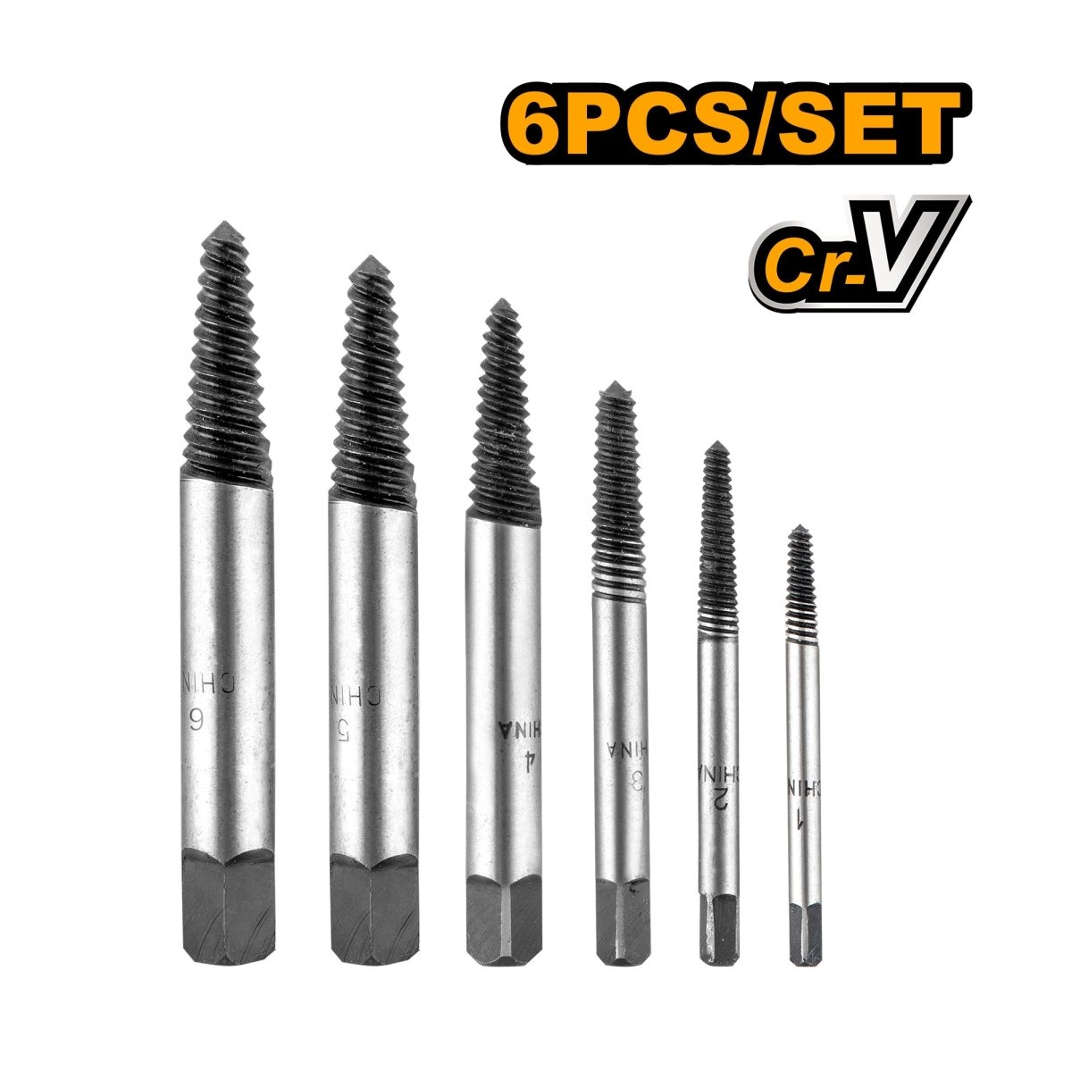 Set Extractor de Pernos INGCO 6 Piezas Cr - V Hilo Grueso ASE106 - MARKEMSTORE - 