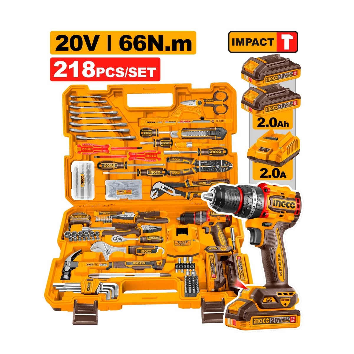 Set Herramienta 218 piezas Incluye Taladro Impacto 20V 66Nm Uhkthp42182 - MARKEMSTORE - Combos de Herramientas