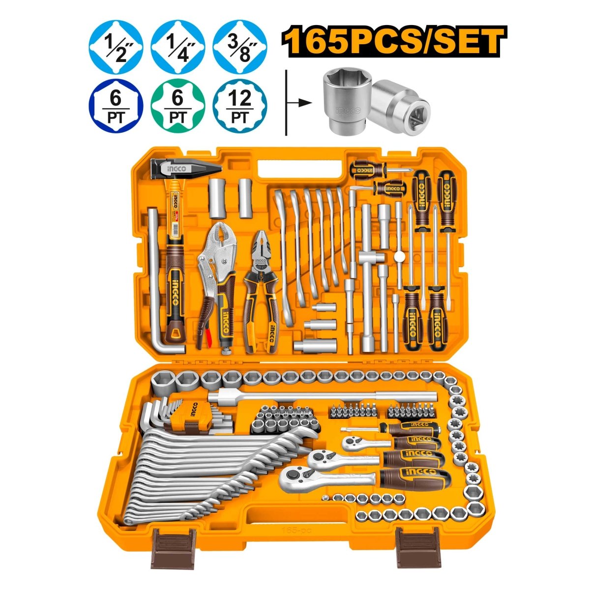 Set Herramienta Manual 165 Pcs Hkthp51658 - MARKEMSTORE - Juegos de Herramientas