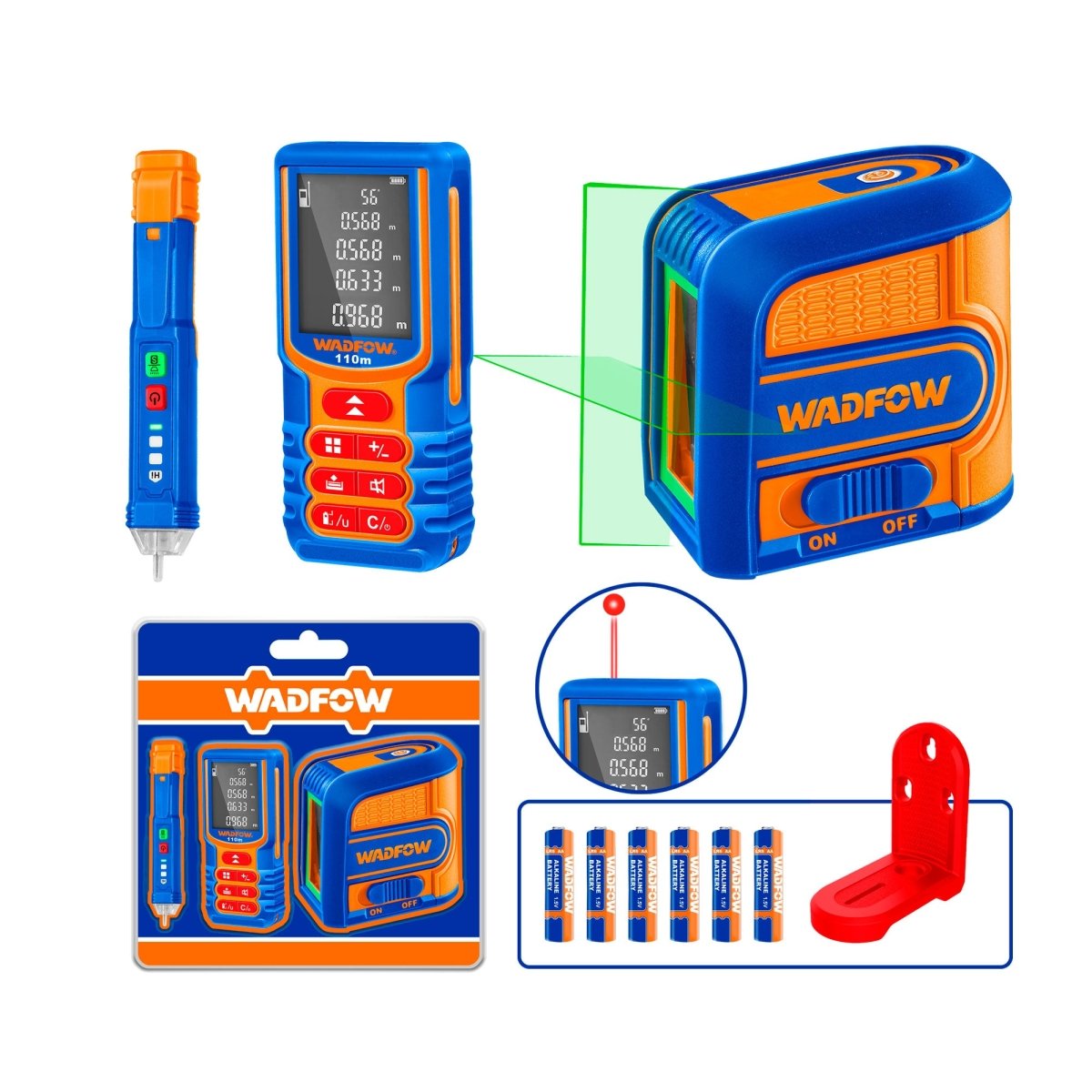 Set Nivel Laser, Medidor de Distancia Laser y Detector de Voltaje WLDK5918 - MARKEMSTORE - Juegos de Herramientas