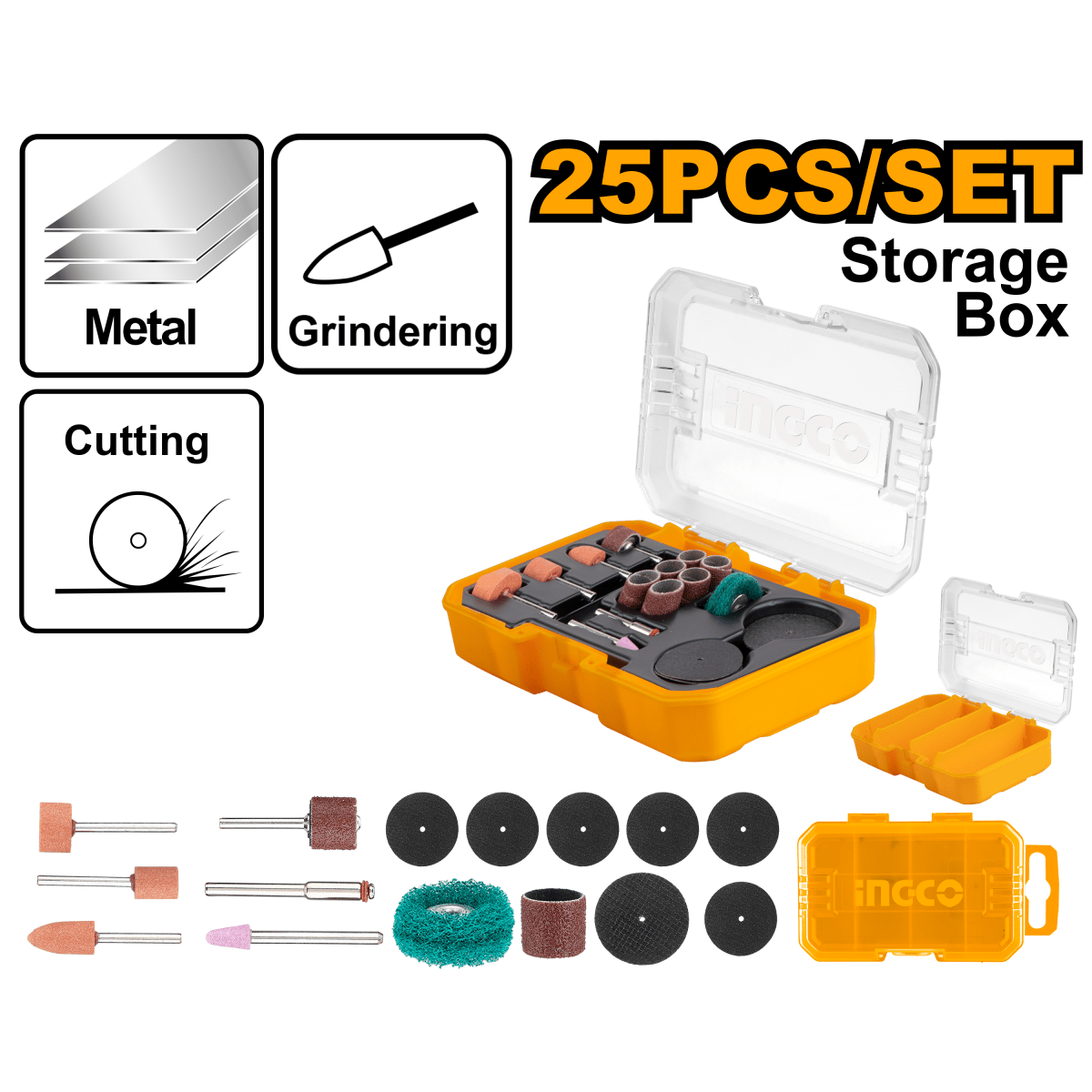 Set Para Mototool 25 Piezas INGCO AKMG5024 - MARKEMSTORE - 