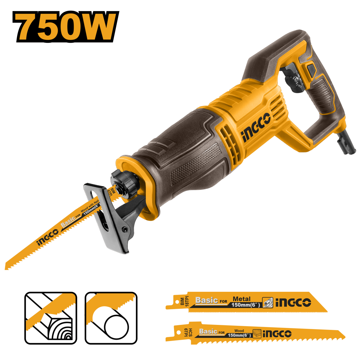 Sierra Reciproca 750W Para Corte Madera/Aluminio INGCO URS7508 - MARKEMSTORE - 