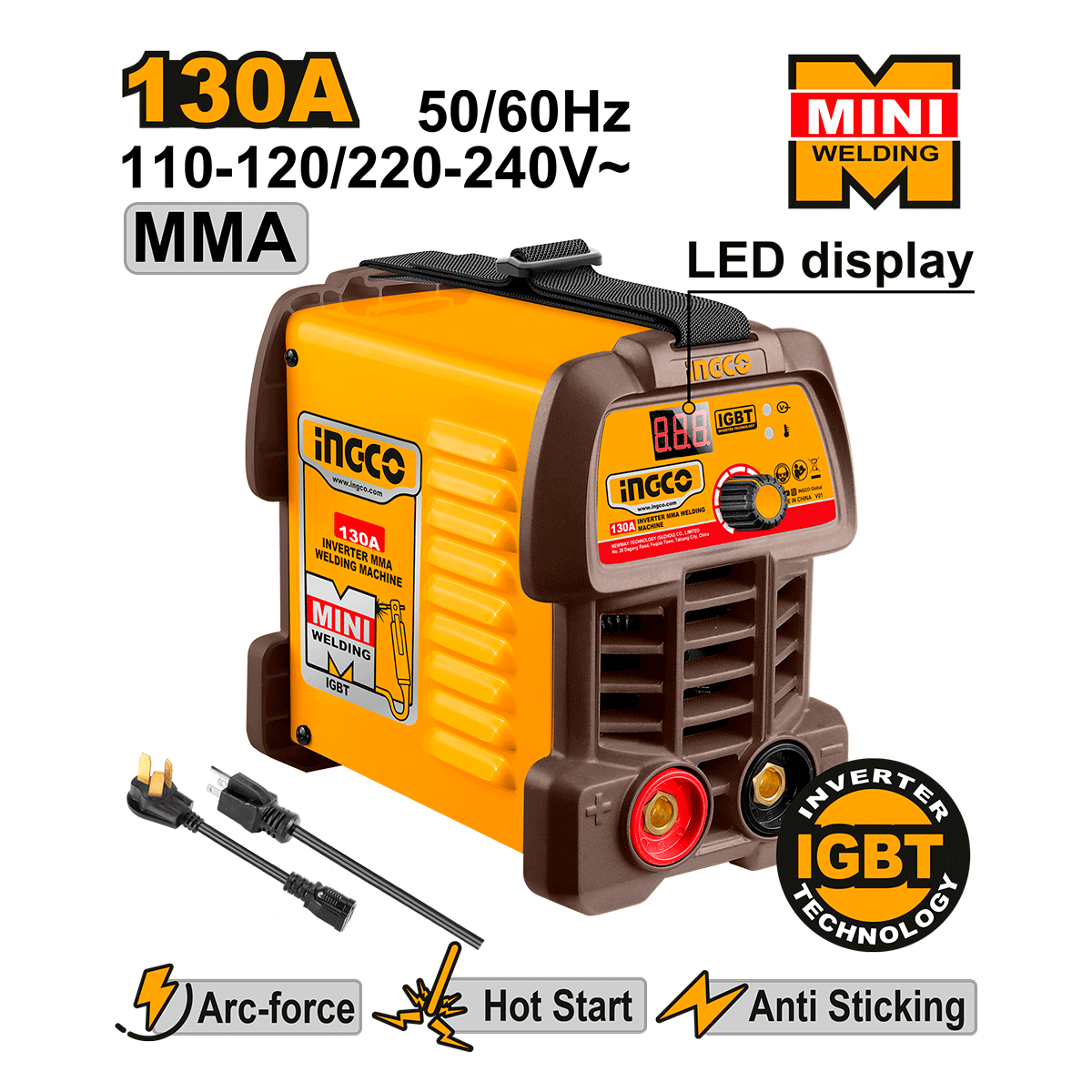 Soldador Inversor 110 - 120V 110A / 220 - 240V 130A TIG INGCO ING - UMMA13049 - MARKEMSTORE - Soldador