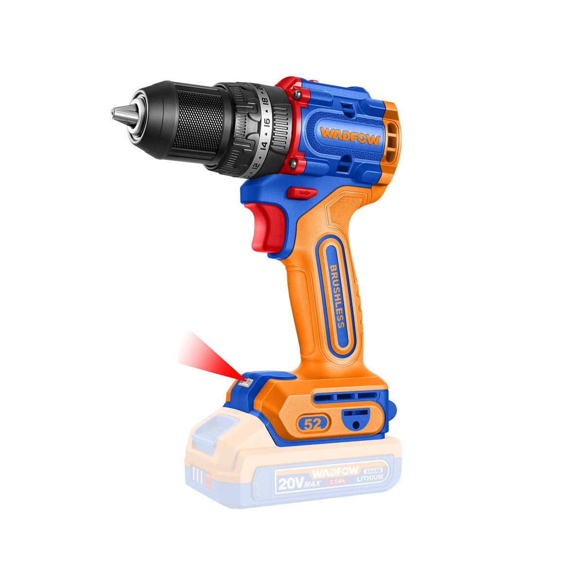 Taladro de Impacto Inalámbrico 1/2 20V 52NM WADFOW UWCDP5282 - MARKEMSTORE - Taladro