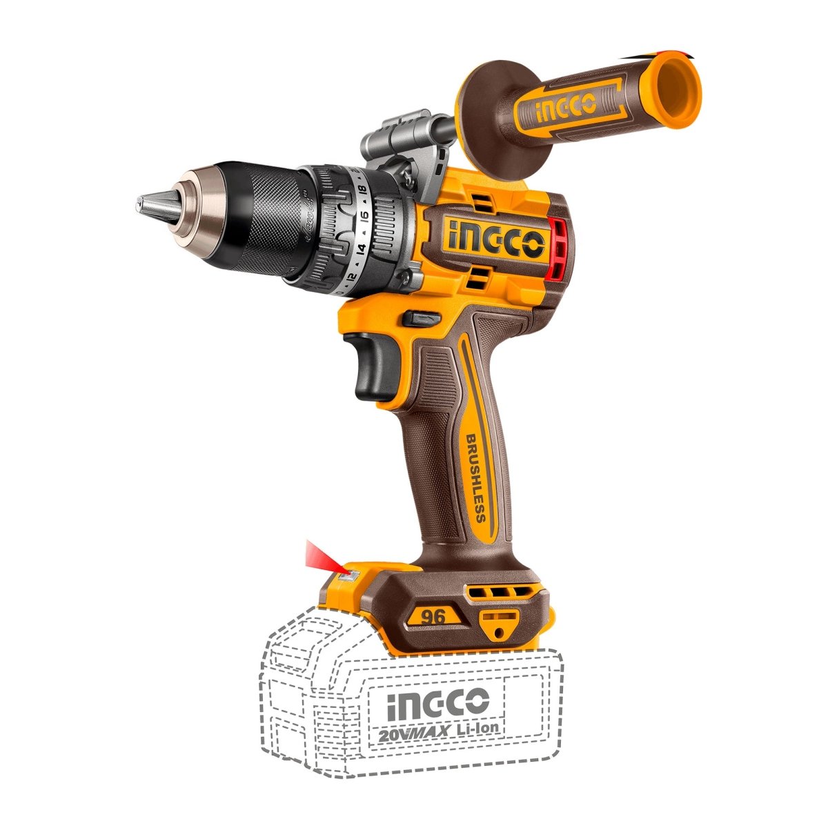 Taladro De Impacto M1/2 20V 96Nm 2100Rpm Brushless INGCO Ucidli209688 - MARKEMSTORE - Taladros