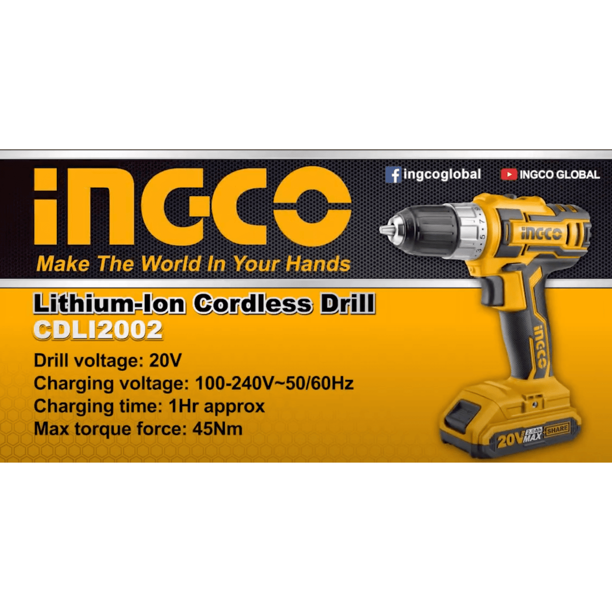 Taladro Inalambrico 3/8 20v Ingco UCDLI2002 - MARKEMSTORE - Taladro