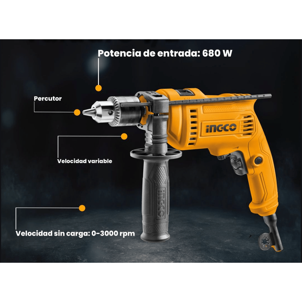 Taladro Percutor 1 2 680w INGCO UID6808 SUPER SELECT - MARKEMSTORE - Taladro